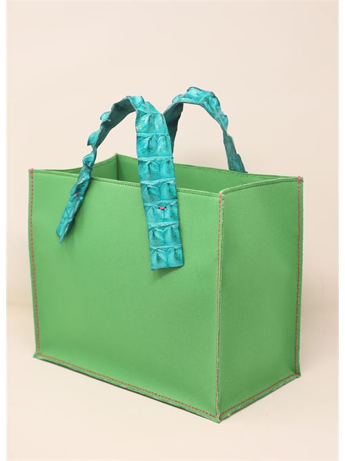 Green handbag with crocodile handle Laboratorio Capri | GRETAVERDETURCHESE